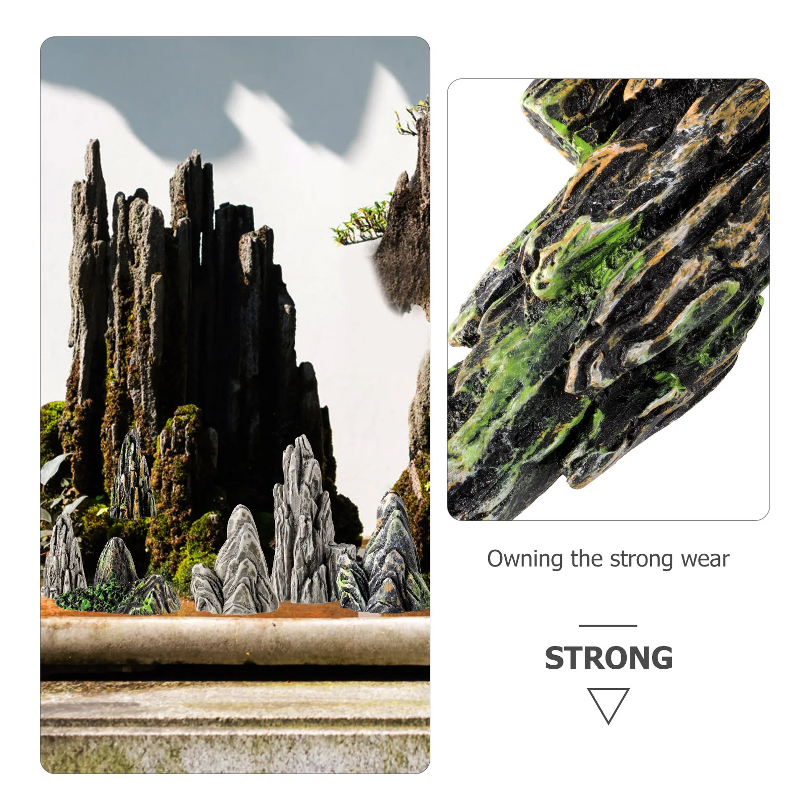 

8Pcs Miniature Rockery Aquarium Decoration Resin Mini Mountain Zen Room Micro Landscape Accessory Mini Resin Rockery