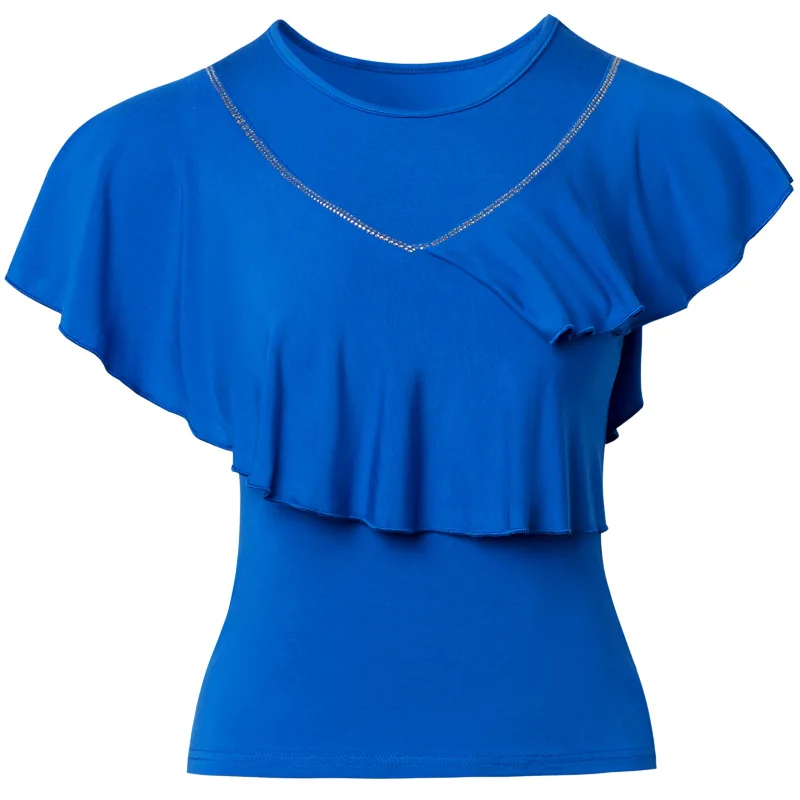 Elegant Modern Dance Party Tops Graduation Classical Costume Ruffle Street Festival Outfit Women Festivals Latin Slim Fit shirt