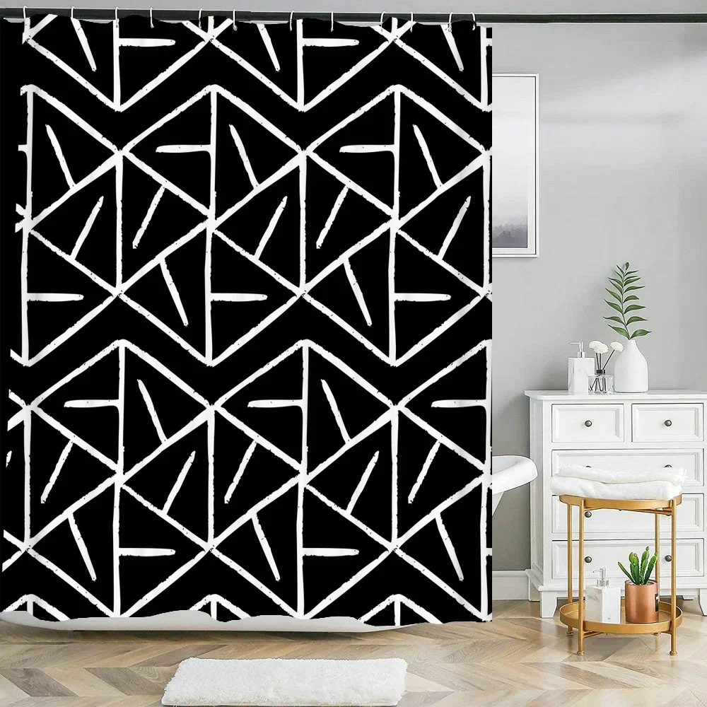 

Занавески для душа в современном стиле, черно-белая клетчатая водонепроницаемая занавеска для ванной комнаты, занавеска для перегородки, ширмы для ванны с крючком