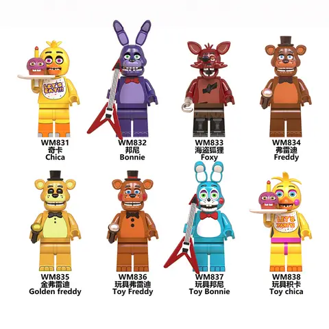 8Pcs FNAF Action Figure Toys Five Nights At Freddy's Ornaments  Assembled Toy DIY Model Game Peripheral Childrens Birthday Gifts