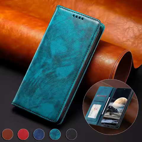 Flip Leather Case For Samsung Galaxy S24 Utlra S23 S22 S21 S20 FE S10 Plus Note 8 9 10 20 Ultra Magnetic Flip Wallet Phone Cover
