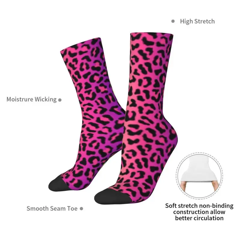 Calcetines de vestir con estampado de guepardo y tigre de leopardo arcoíris para hombre y mujer, calcetines cálidos y divertidos novedosos