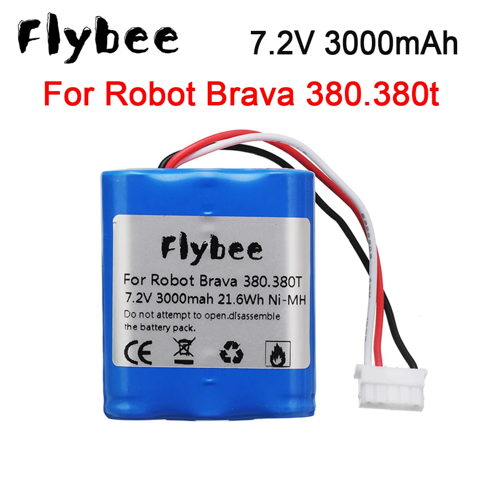 Original iRobot Roomba Brava 380 380T Mint 5200c  7.2V 3000mAh Battery Ni-MH upgrade 2500mAh for Brava 380T Rechargeable battery