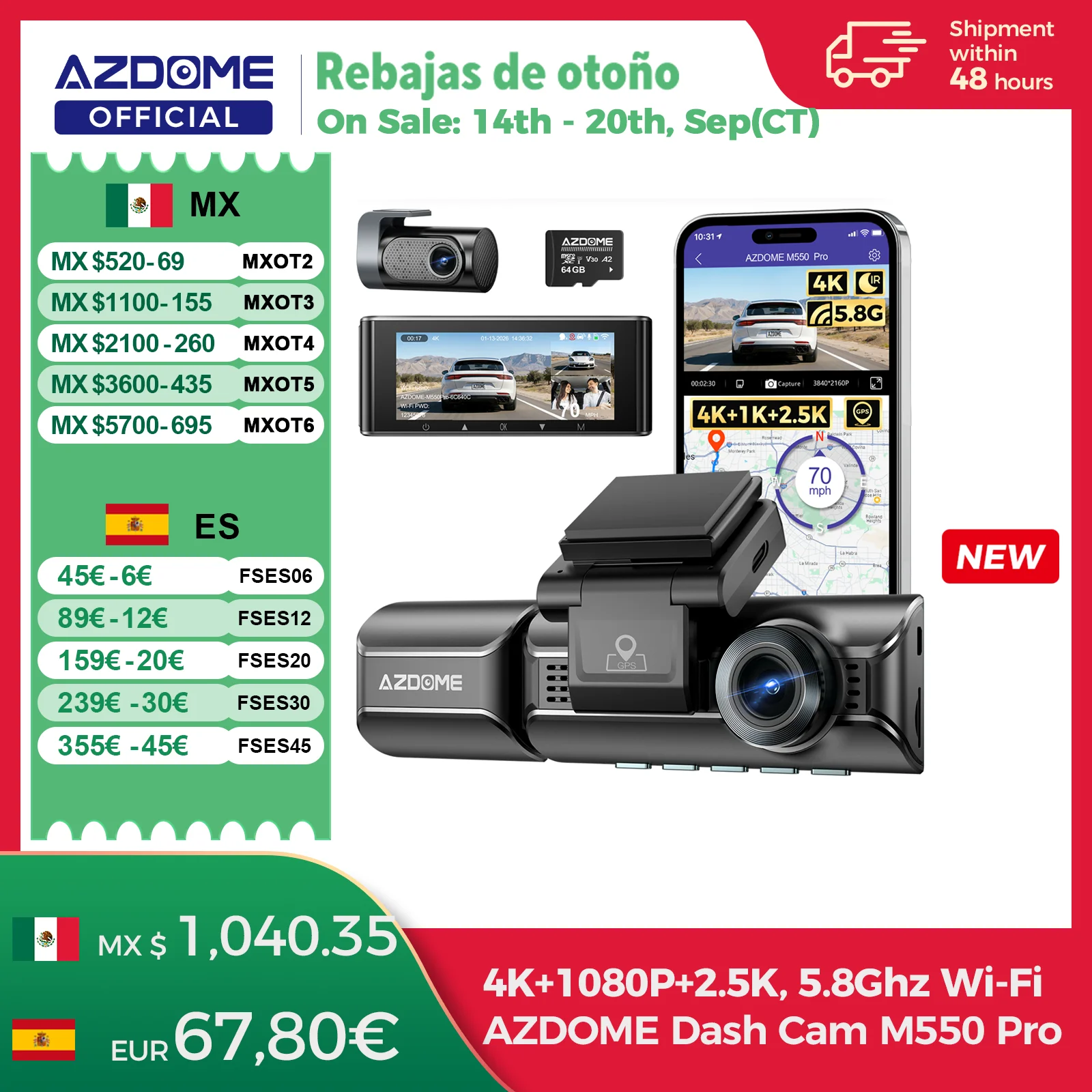 AZDOME M550 Pro 4K Dash Cam