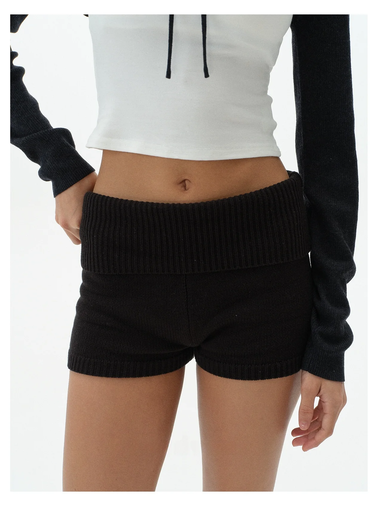 

Женские повседневные шорты Juadvent с высокой эластичностью, трикотажные, со средней/низкой талией, двухцветные, с манжетами, для отдыха и спорта