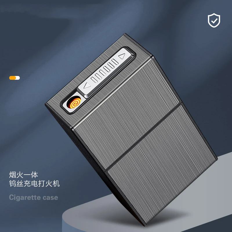 HB207 Coarse Cigarette 20 Pack Charging Cigarette Box Integrated Cigarette Box Lighter USB Charging Cigarette Box Wholesale