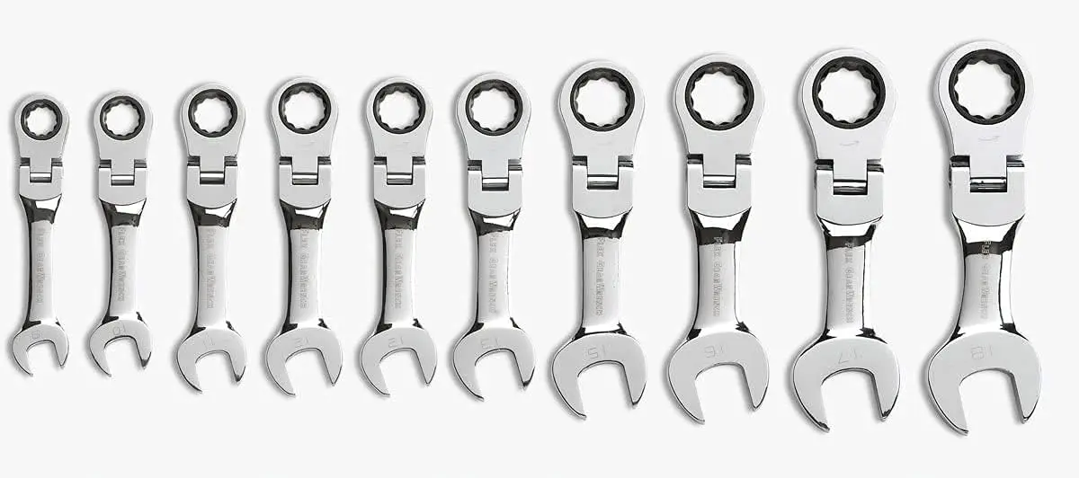 10 Pc. 12 Pt. Stubby Flex Head Ratcheting Combination Wrench Set, Metric - 9550 Tools  Hand Tools