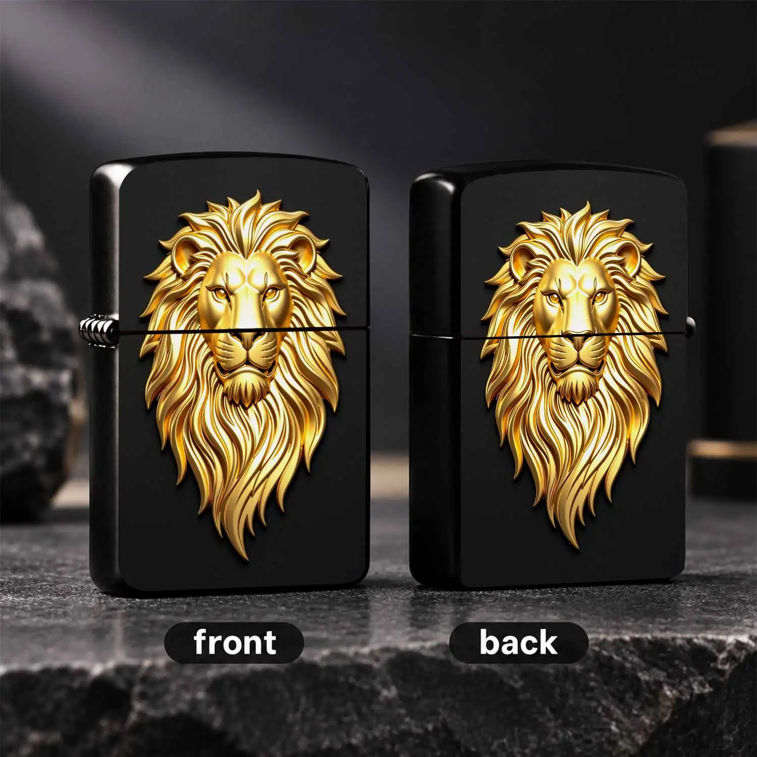 Golden Lion Head Decorative Lighter Stylish All-Scenario Portable Lighter For Daily Use Outdoor Gathering Business Trip Holiday Gift Smooth Exquisite Craftsmanship Present For Friends Family A Humorous And Interesting Lighter