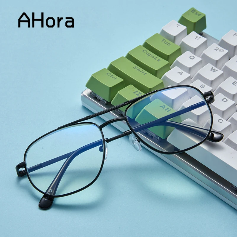 

Ahora Pilot Blocking Blue Light Reading Glasses Alloy Double Beam Computer Presbyopic Eyeglasses +1.0+1.5+2.0+2.5+3.0+3.5+4.0