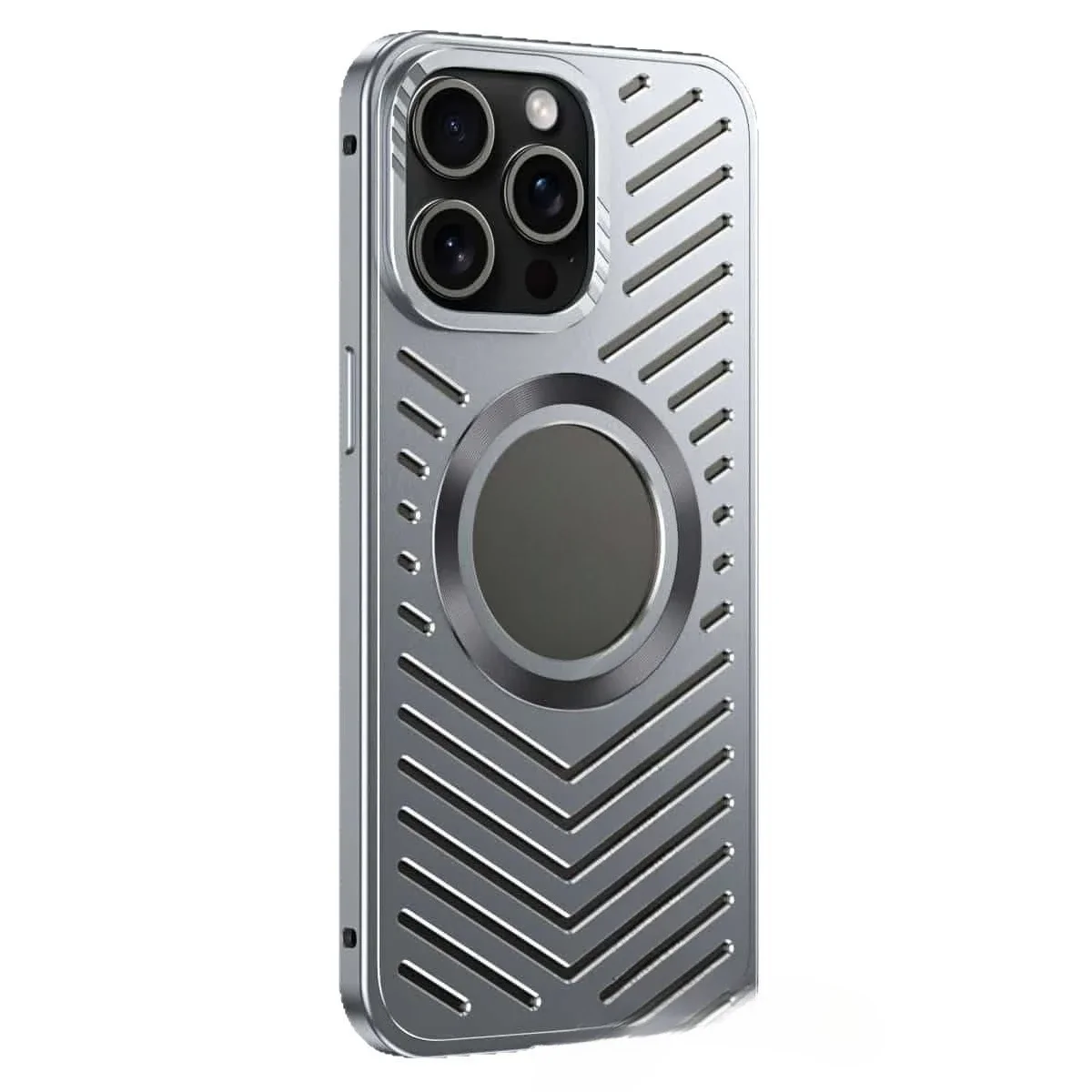 

All-metal heat dissipation magnetic attraction is suitable for iPhone16 mobile phone case elastic buckle hollow and