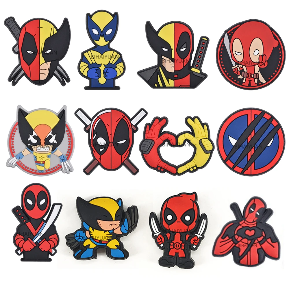 5 pçs dos desenhos animados pvc deadpool wolverine contas focais para diy pulseira colar tornozeleira caneta acessórios