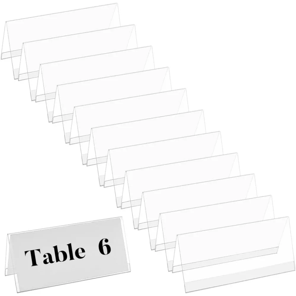 12pcs 8.7x3.3 Inch Acrylic Table Nameplate, V-Shaped Clear Name Plates Tent Acrylic Name Plate Display for Office Business