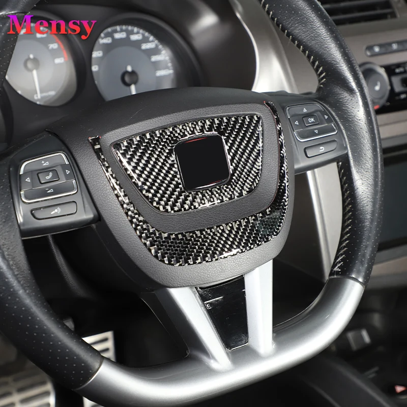 For Seat Leon 2008-2012 Carbon Fiber Car Center Console Gear Shift Panel Decor Steering Wheels Sticker Trim Car Accessories