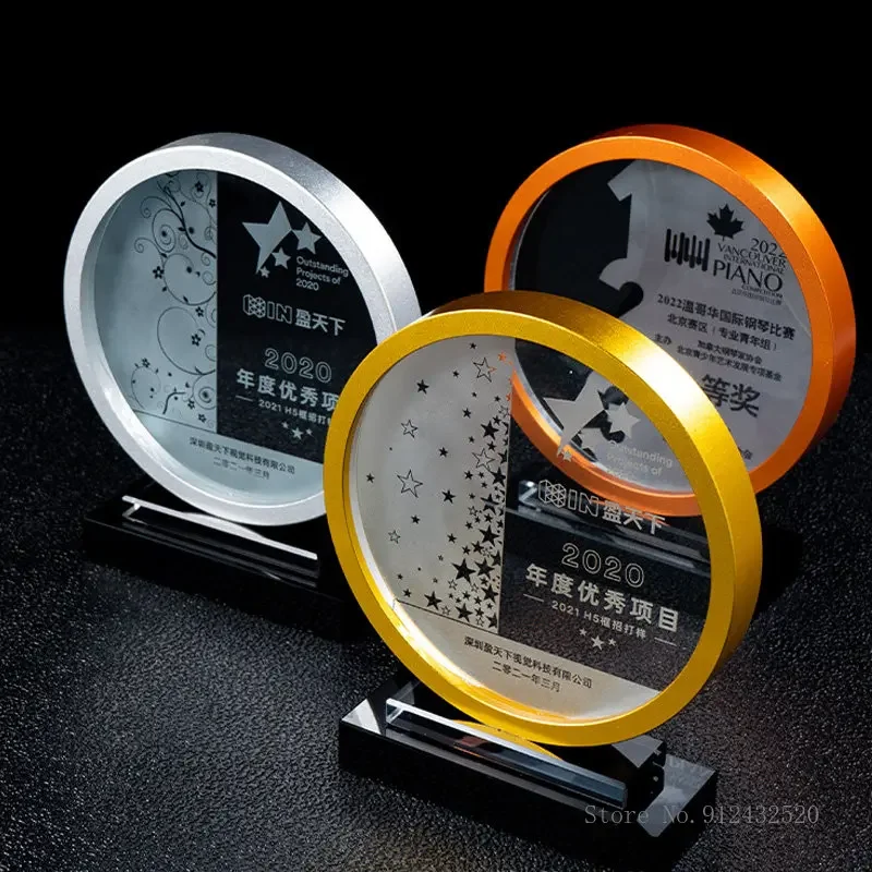 

Customized Metal Crystal Trophy, Excellent Company Team Award, Creative Photos, Color-Printed, Home Decoration Souvenir, 1Pc