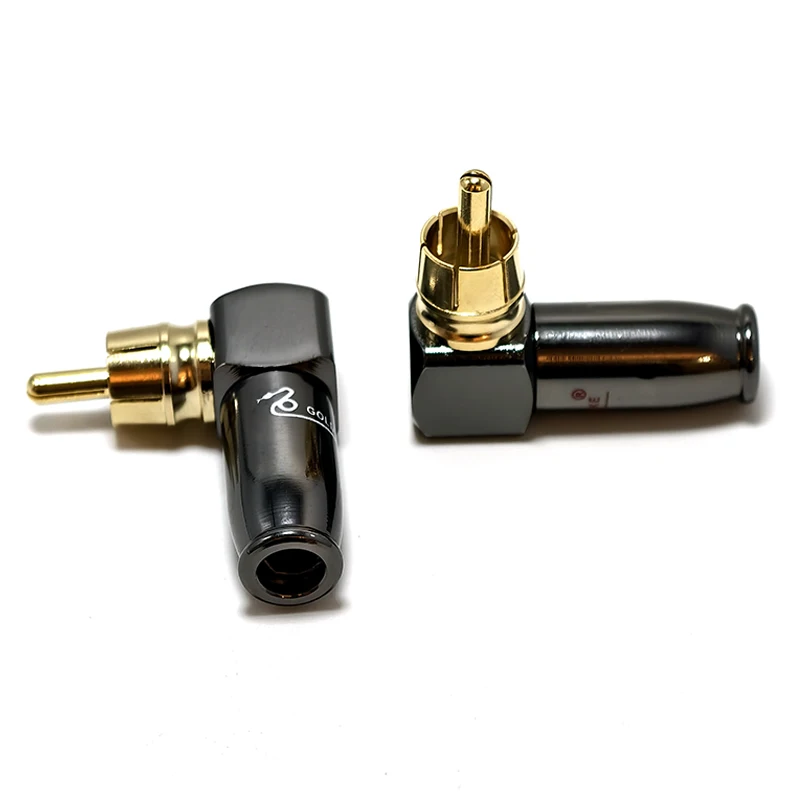 1/5/10PCS 90 Degree RCA L-shaped Gun Black Gold Plated Right Angle RCA Male Plug Audio Video Connector Soldering