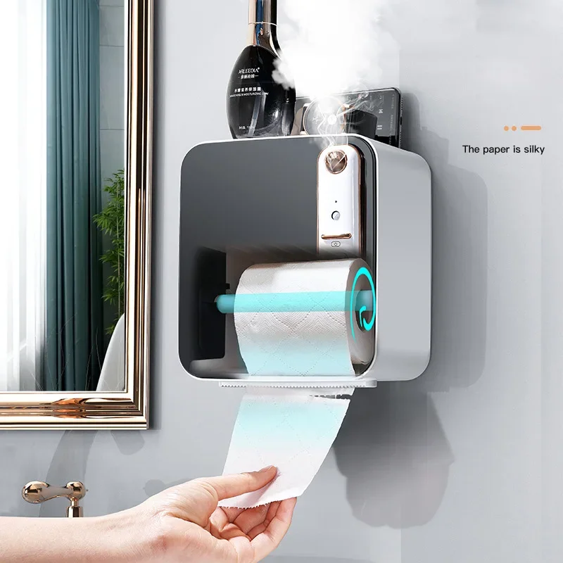 Intelligent aromatherapy toilet tissue box storage rack toilet paper toilet paper roll paper box without punching waterproof