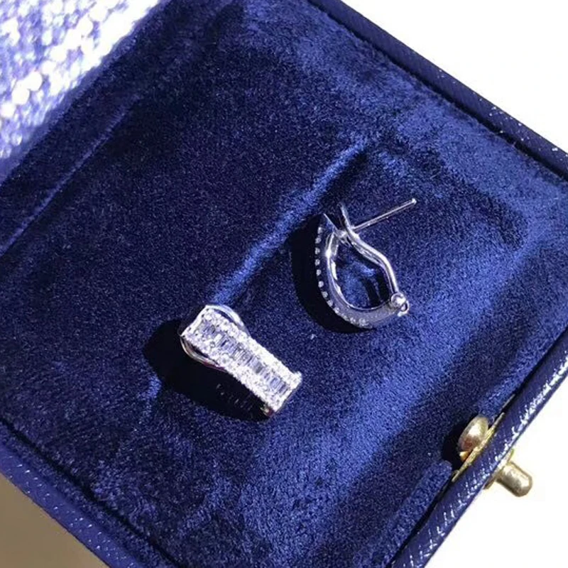 New 925 Silver Needle Jewelry Women Earrings With U Shaped Wedding Mosaic Cubic Zircon Earring Party Gifts Pendientes