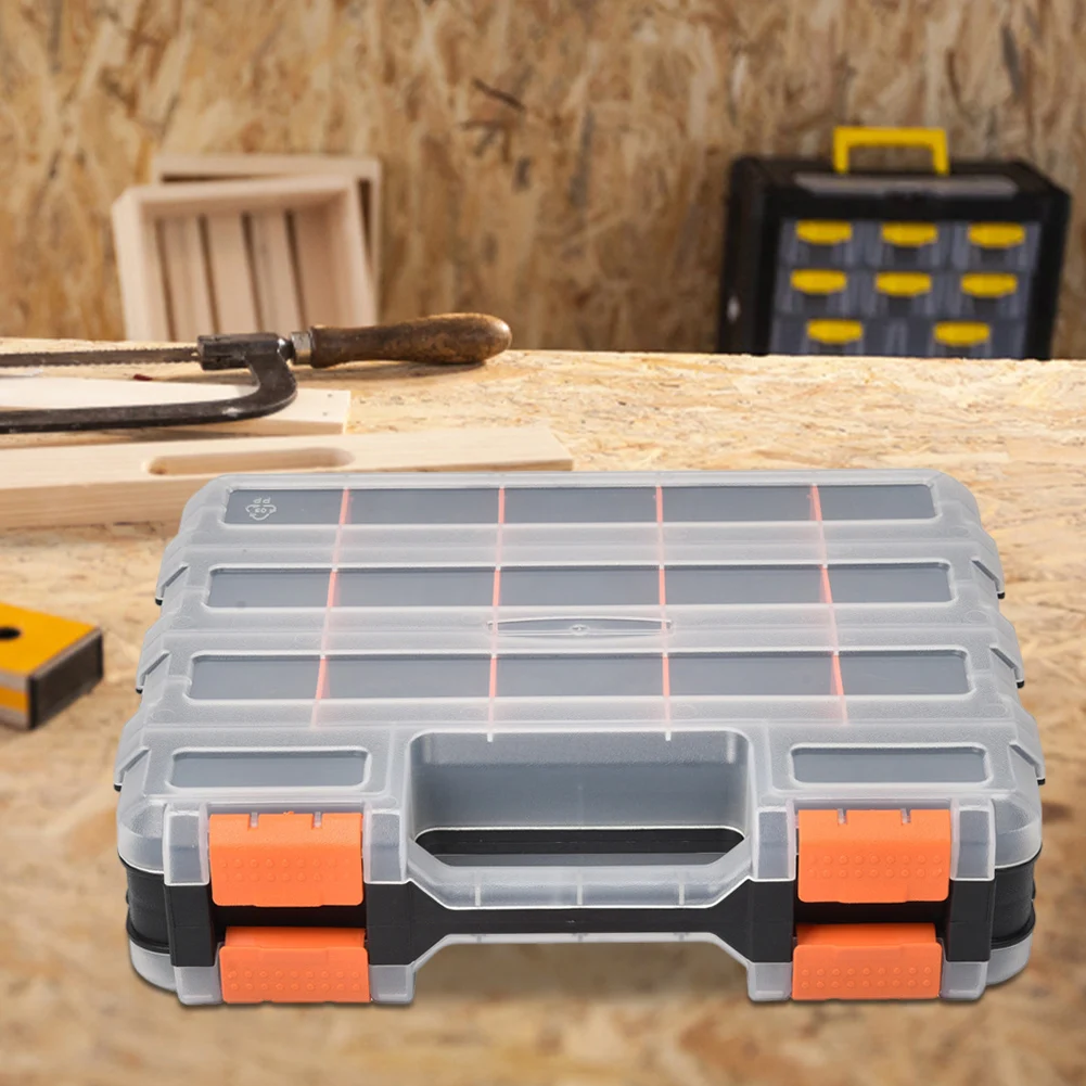 Double Side Tools Box Organizer Small Parts Storage Case Plastic Portable Tool Box Toolbox Container for Screws Nuts Small Parts