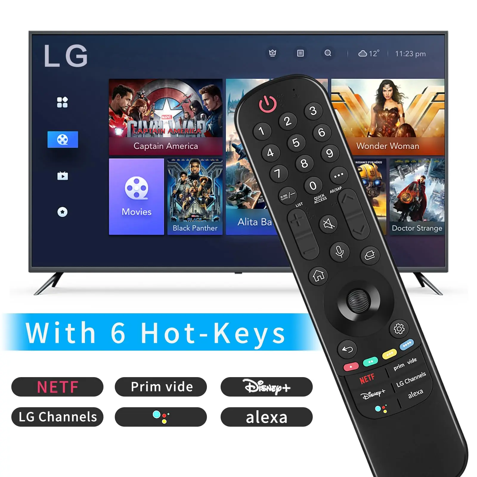 Replacement LG Remote Control for Smart TV, MR22GA/GN LG Magic Remote for 2022-2019 LG TVs UHD 4K ThinQ WebOS OLED, with Voice a