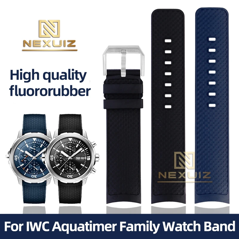 

High Quality Fluororubber Watch Strap For IWC Aquatimer Family 356802 376705 376710 Quick Detachable Watch Bnad Accessories 22mm