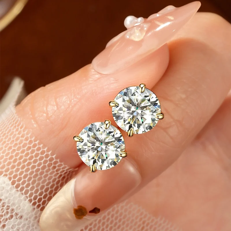 Rrjzz Solitaire Round D-Color 3mm-9mm Moissanit-Ohrstecker für Männer und Frauen 0,1CT-3CT Laborgezüchtete Diamantohrringe GRA Schmuckgeschenke – Detail 9
