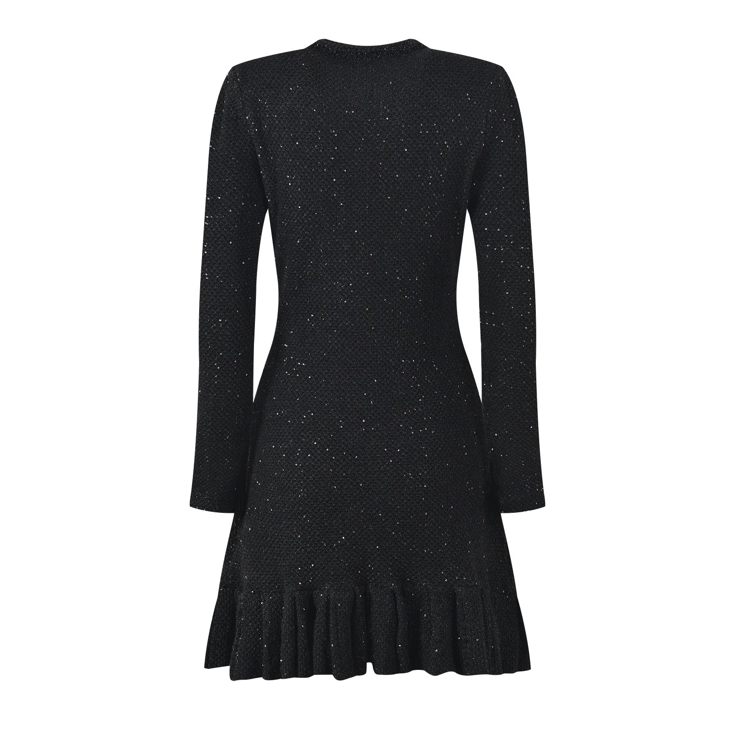 Quality Autumn Winter Heart Shape Button Knitted Short Dress Women Long Sleeve Mini Prom Evening Dresses Sweater Knitwear