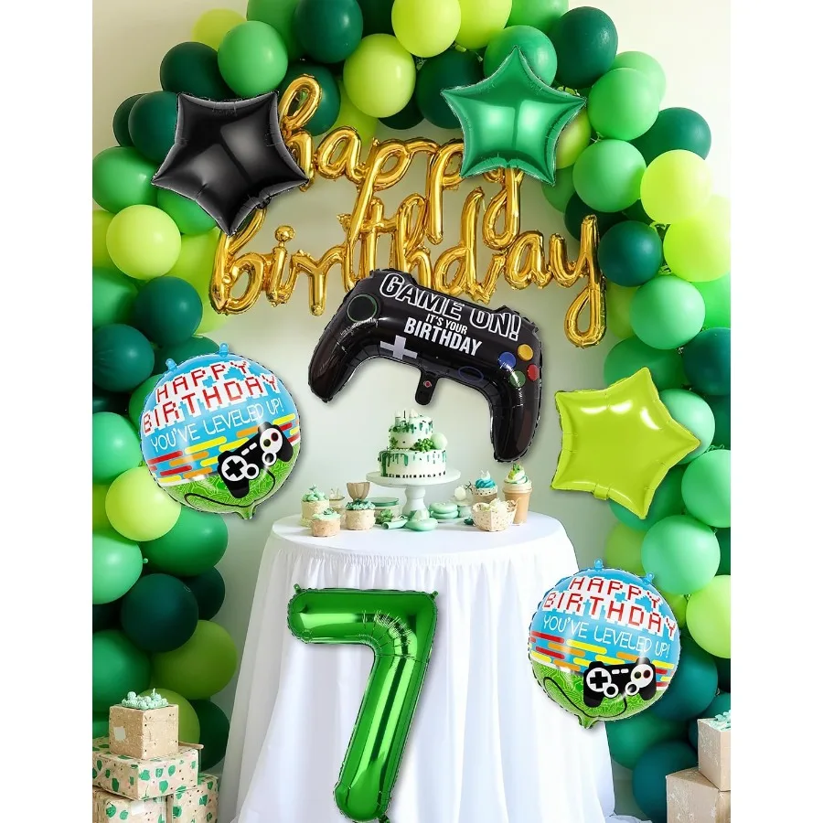 40 بوصة الأخضر بكسل مينر عدد 7 بالون مجموعة 7 قطعة كبيرة مينغ احباط بالونات معدنية لعبة فيديو تحت عنوان زينة الحفلات ل