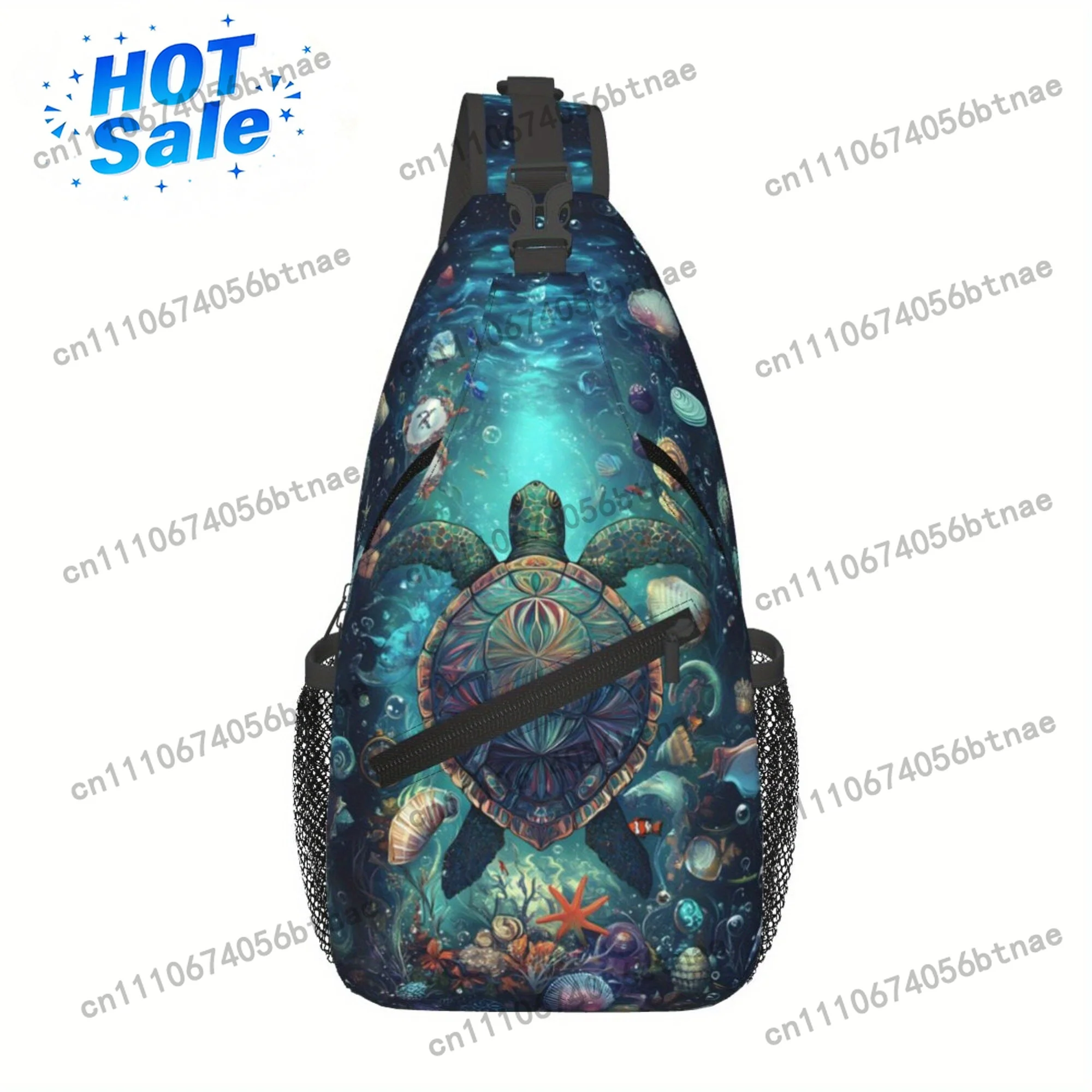 Sea Turtle, Shell, Starfish 2D Flat Printing Unisex Chest Bag, Crossbody Backpack, Fashion Handbag, Multifunctional Crossbody Sh