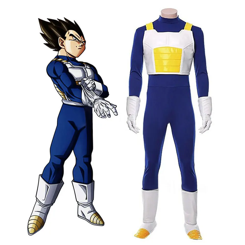 Disfraz de Vegeta de Fantasia, Pelucas de Anime, Disfraz de Superhéroe, Disfraz para Hombre Adulto, Ropa de Fantasía para Halloween, Carnaval y Fiestas