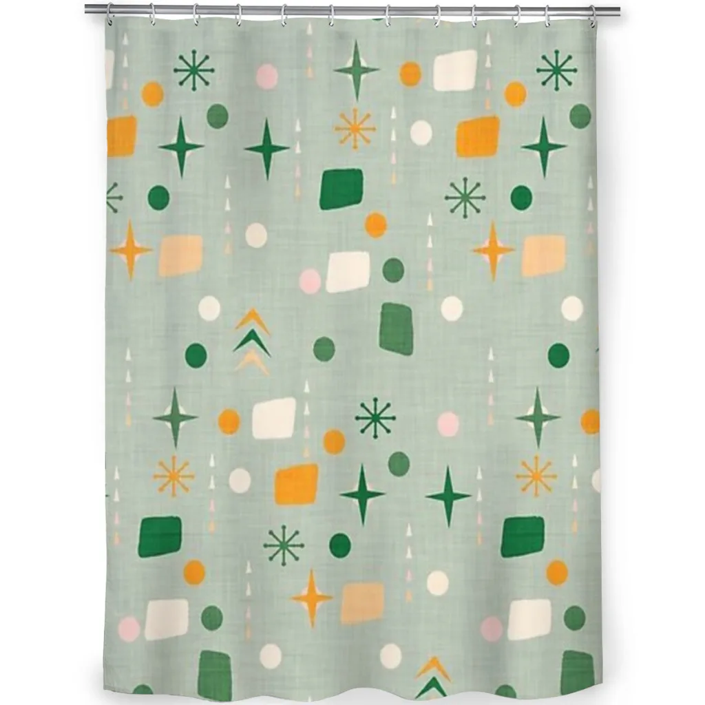 Shower curtain Bathroom  Atomic Pattern Green decor Modern household Curtain Festival gift