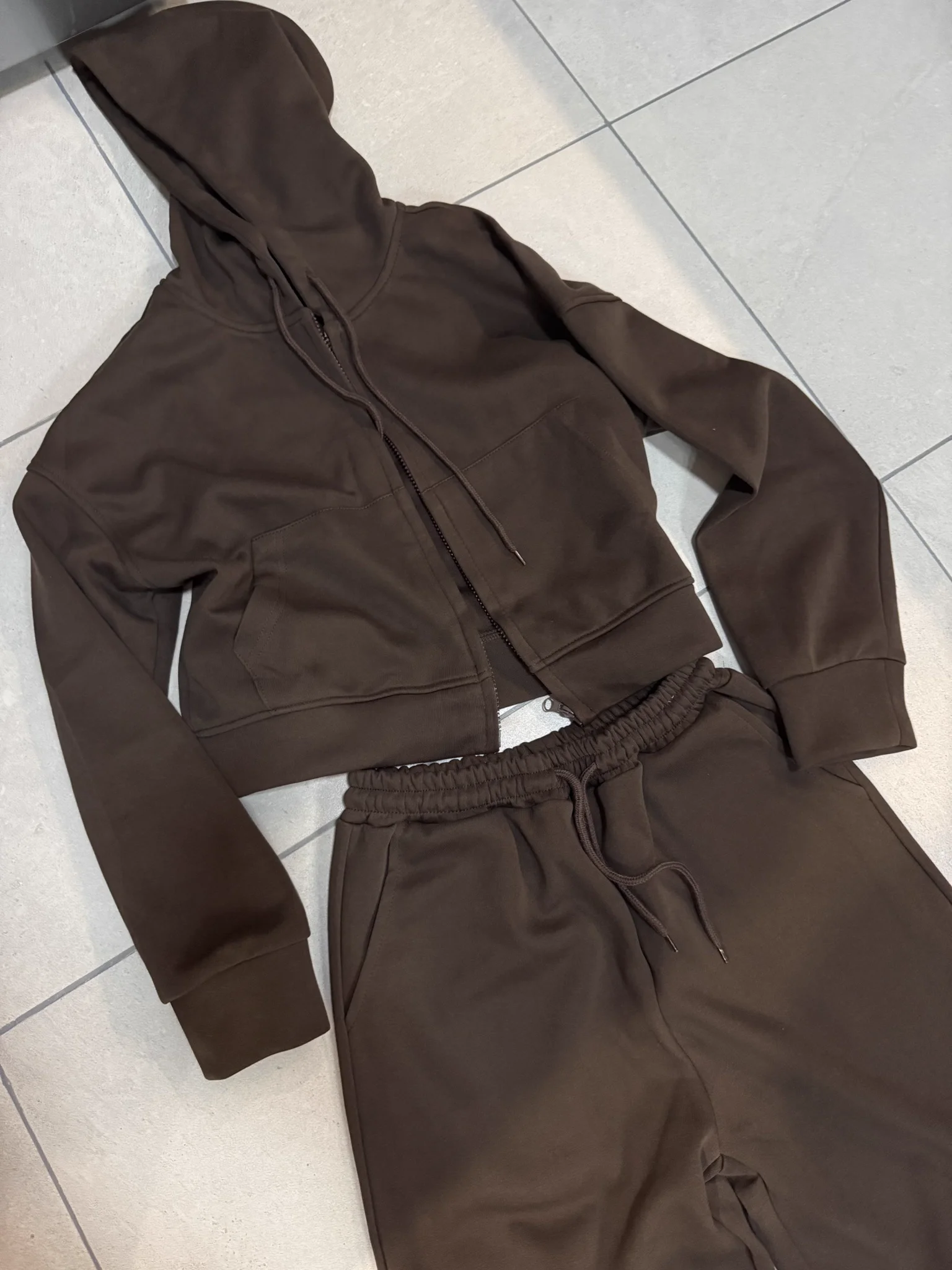 

Women's Fashion Cotton Sport Tracksuit with Casual Pant Solid Color Zipper Hoodies Cardigan and High Waist Trouser Autumn Outfit