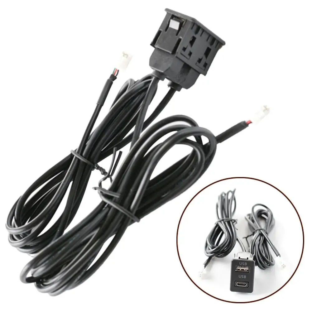 Supporto per cruscotto per auto Porta USB + TYPE-C Estensione interfaccia pannello Adattatore cavo da 145 cm Presa USB per navigazione veicolo per cruscotto auto