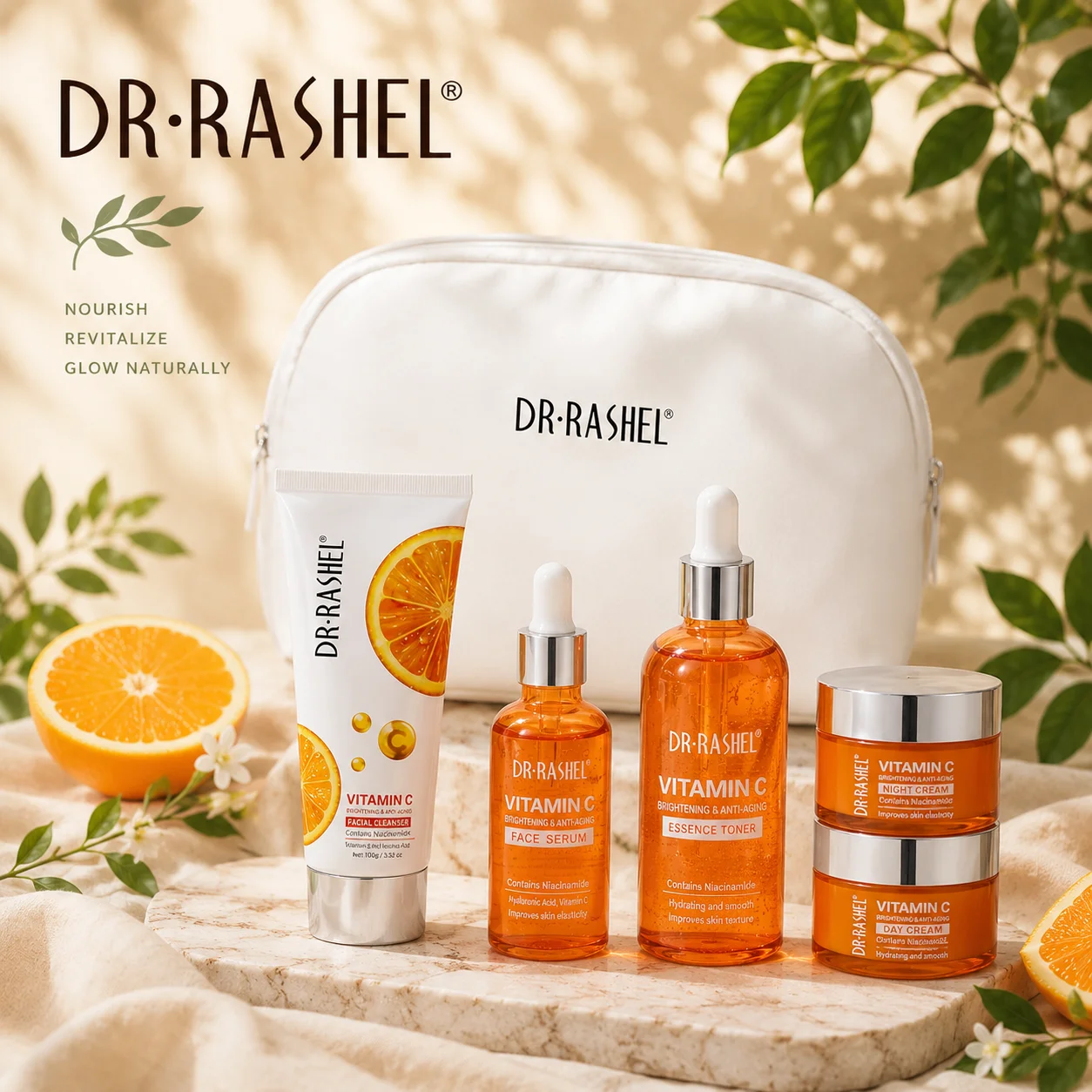 DRRASHEL Vitamin C 5-teiliges Make-up-Taschen-Set Erfrischend Leicht Einziehbar Praktisch Zum Mitnehmen – Detail 3