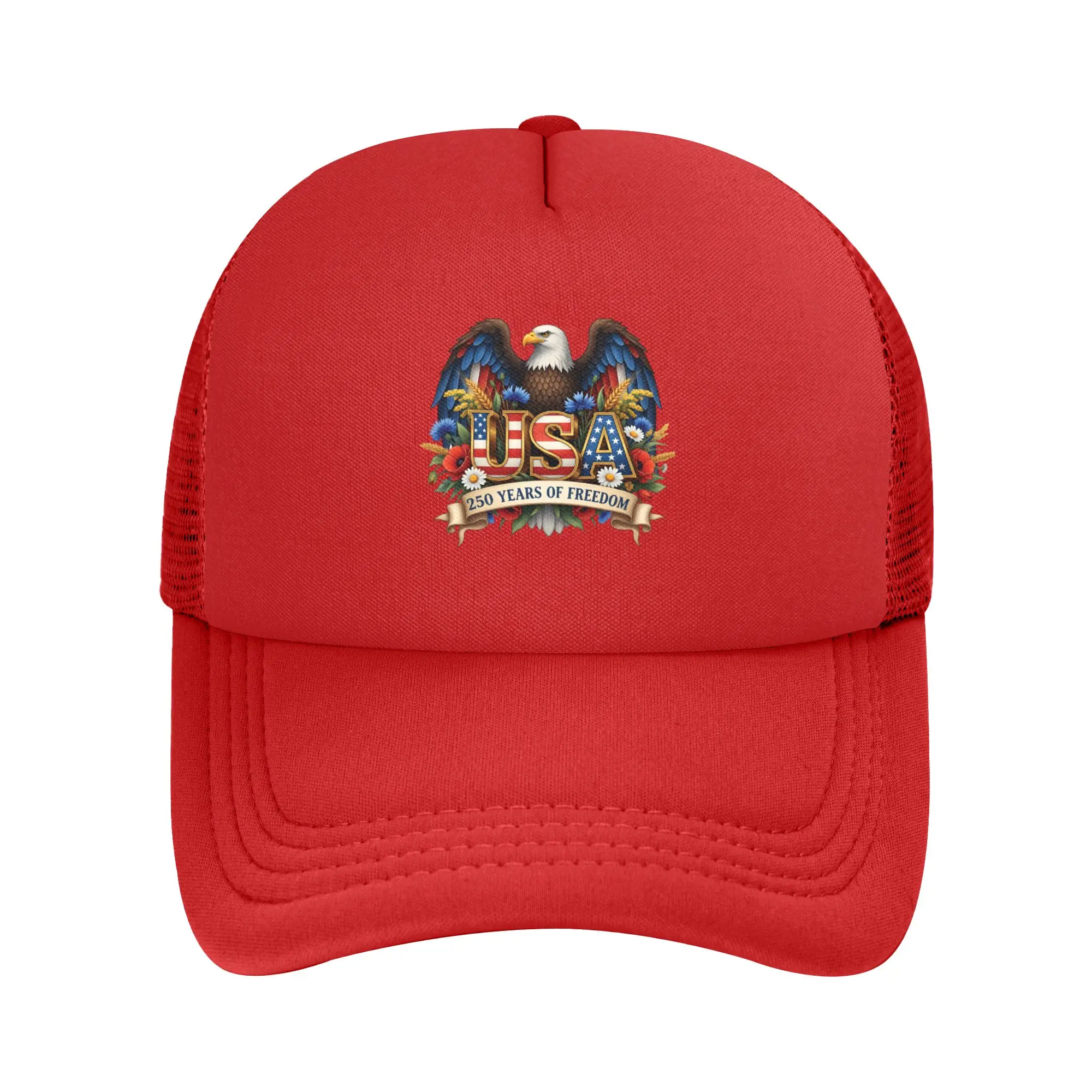 250 Years of Freedom 1776-2026 Eagle Mesh Baseball Caps Adult Sport Sun Caps Adjustable Summer Trucker Cap