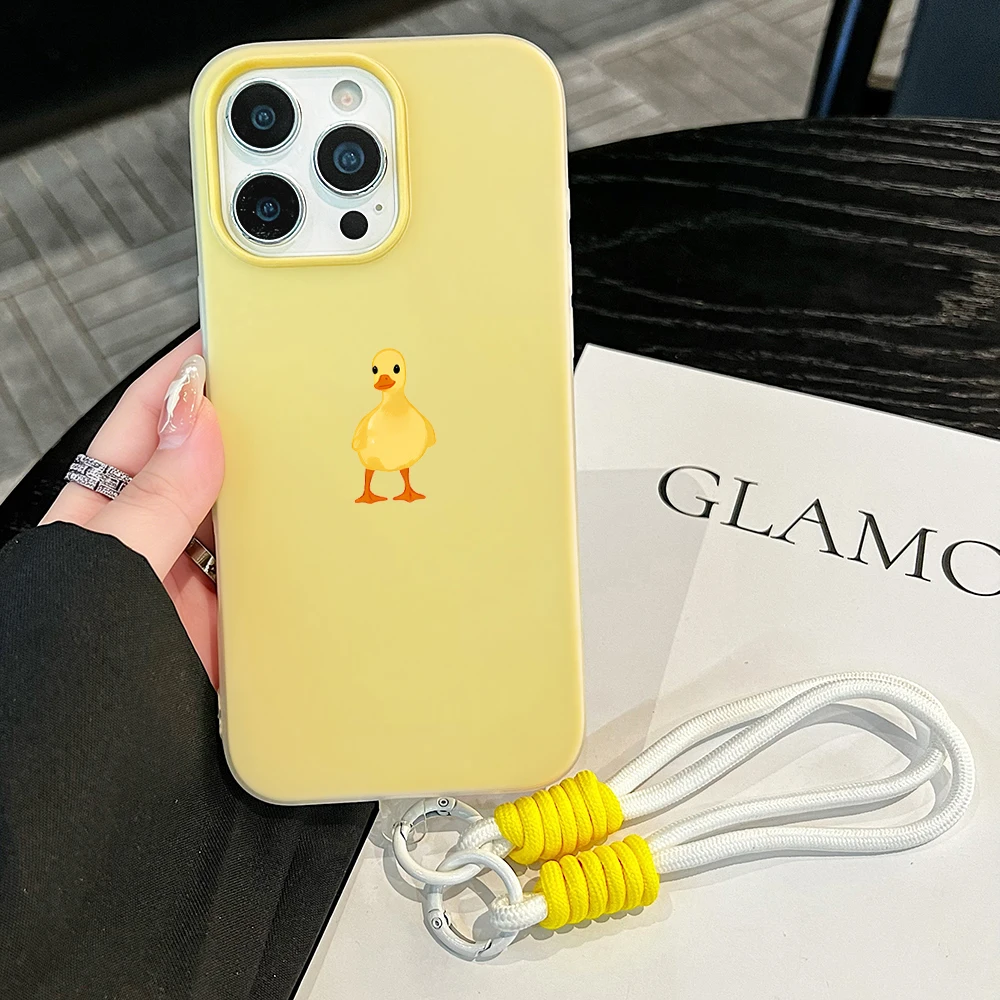 Cute Little Duck Jelly Phone Case For Samsung Galaxy S26 Ultra S25 S24 S23 S22 FE Plus A56 A55 A36 A35 A34 Soft Detachable Strap