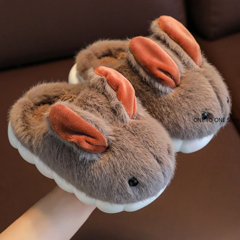 

Women Winter Thick Slippers Cotton-padded Shoes Female Indoor Warm Slippers Girls Cute Cartoon Rabbit Animal Shoes Slides Slippe