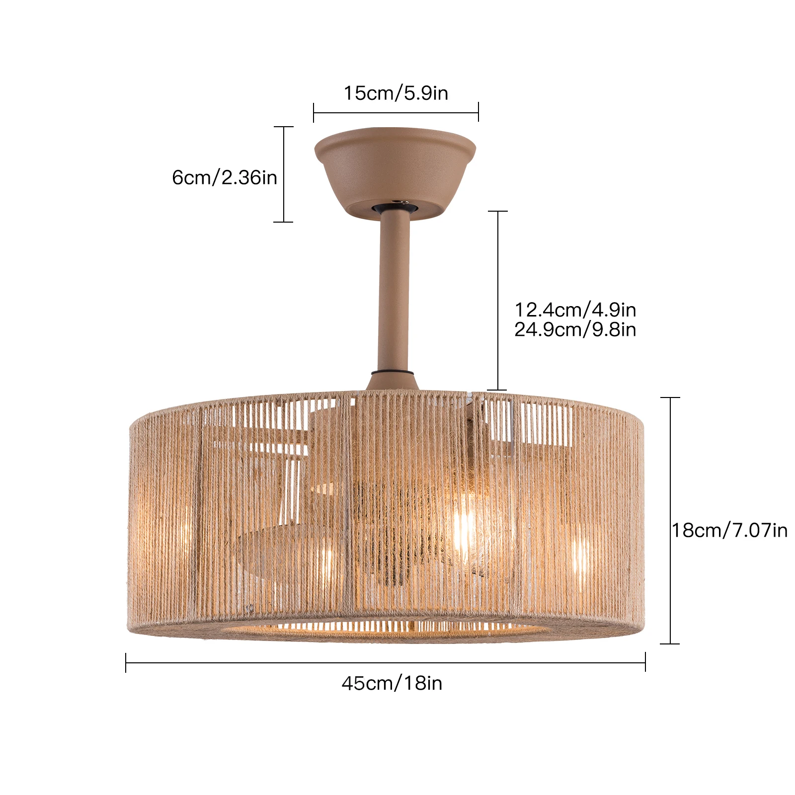 AC110-120V مروحة السقف ضوء قفص الثريا تصميم رواية آمنة مع محرك كتم الصوت