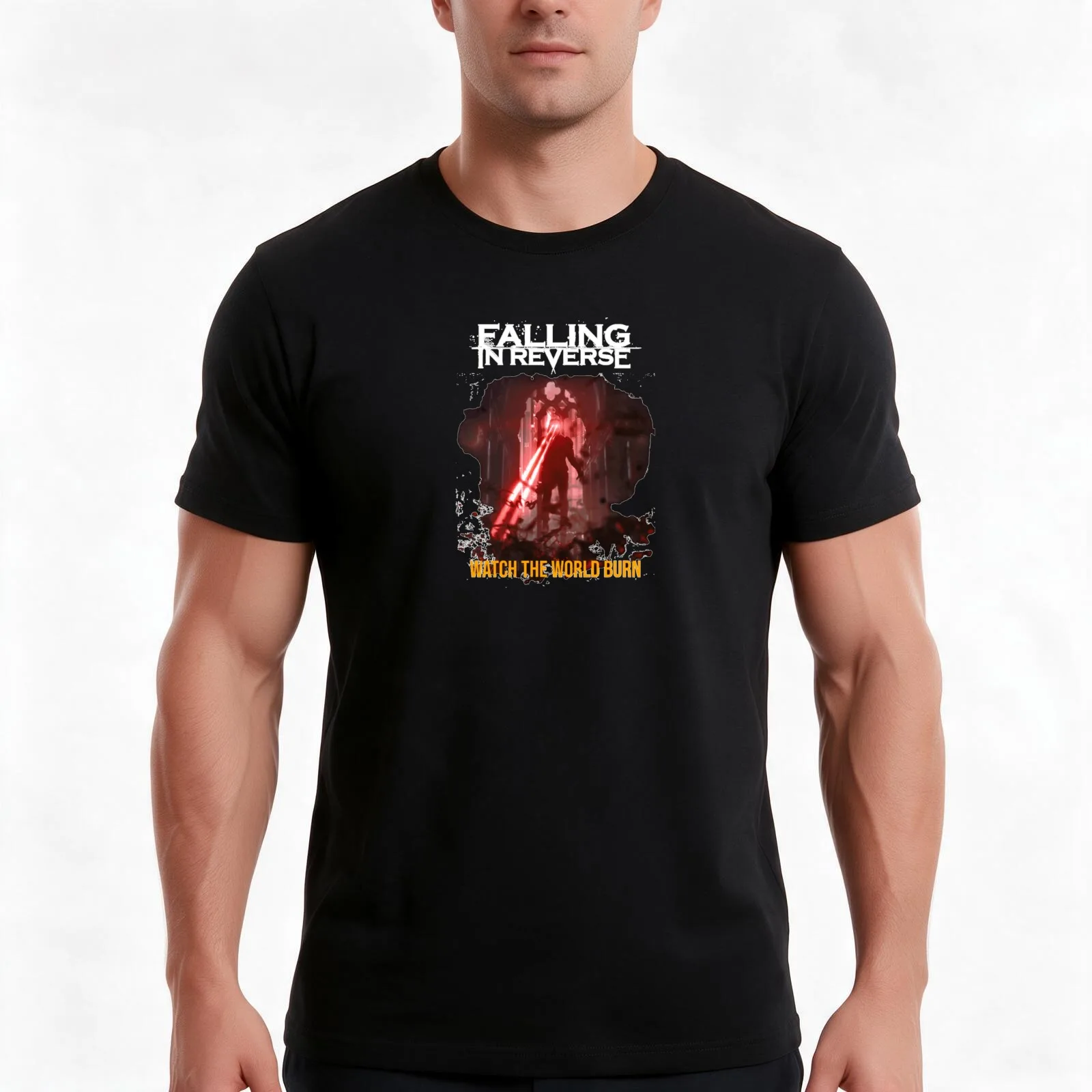 Falling In Reverse Watch He World Burn T-Shirt Summer Casual Cotton Tee Oversized Streetwear Tops Vintage Graphic Print