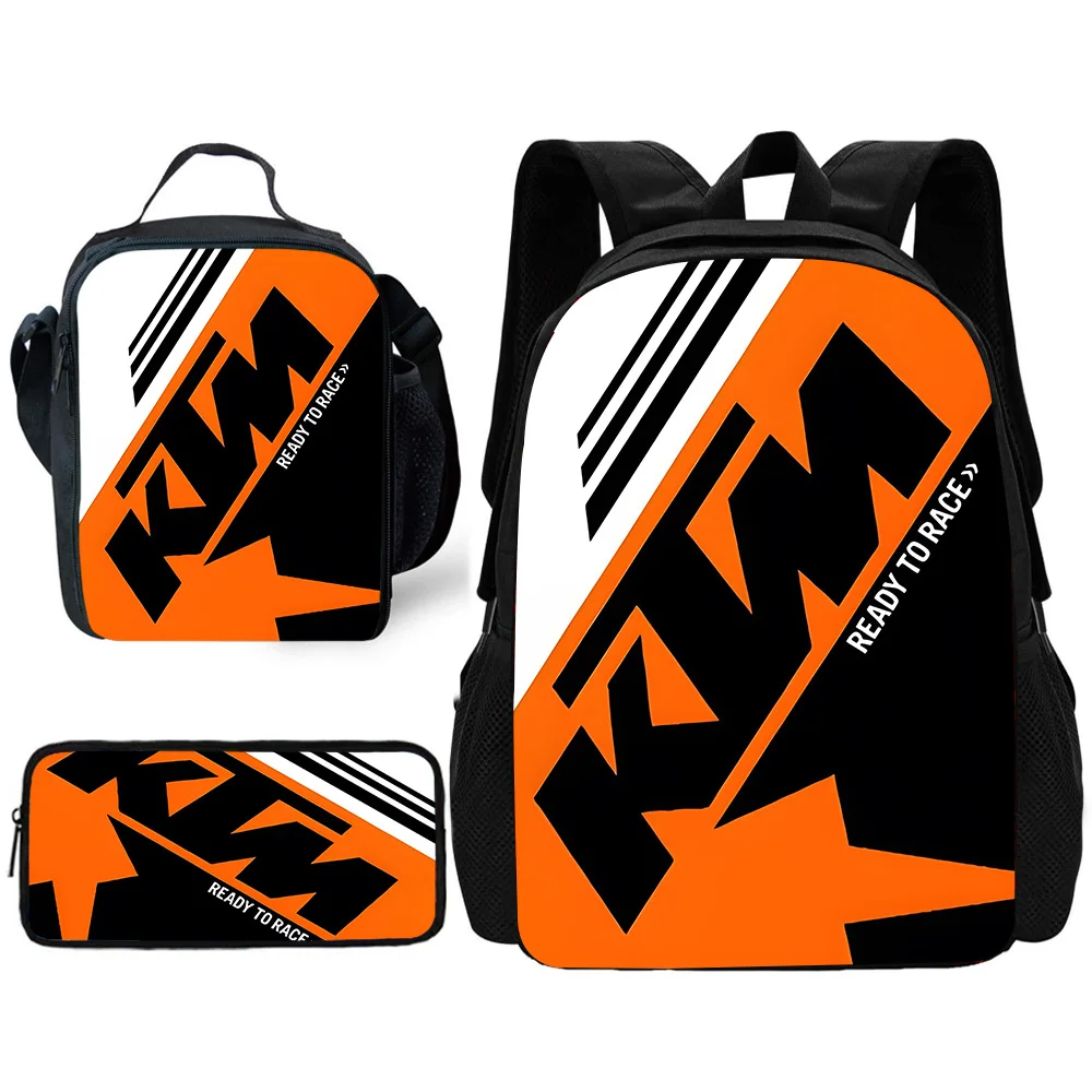 Child School Backpack with Lunch Bags Pencil Bags Motorcycle For K-KTMS School Bags for Boys Girls Best Gift