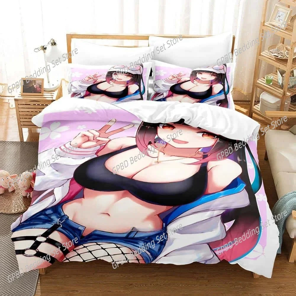 Hana Yomeguri Bedding Set Single Twin Full Queen King Size Bed Set Adult Kid Bedroom Duvetcover Sets Kawaii Anime Bed Sheet Set