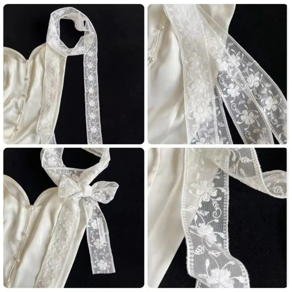 الحلو زهرة الدانتيل الرقبة حزام شفاف خلع الملابس الديكور رباط شعر منديل الكورية نمط طويل الشريط العروس/وصيفة الشرف #1