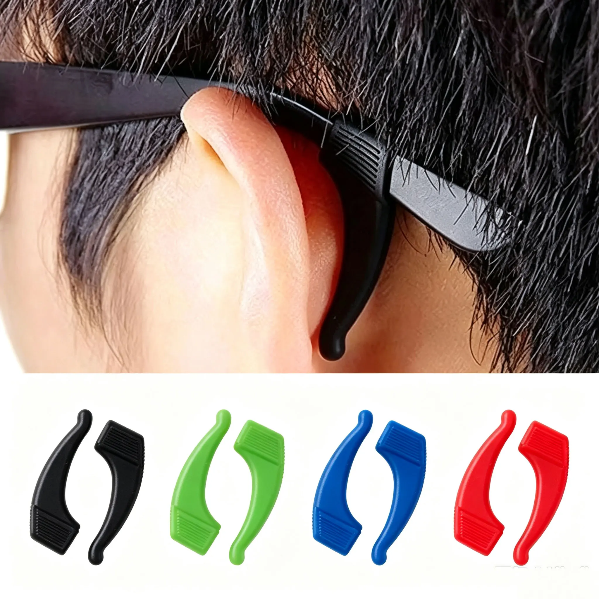 2Pcs Clear Silicone Anti-slip Glasses Ear Hooks, Eyeglass Ear Grips Sleeve Anti-fall Eyewear Holders for Unisex Spectacles