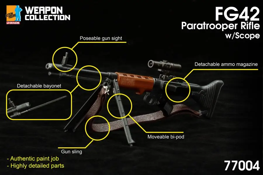 

Dragon 1/6 FG42 Paratrooper Rifle wScope WWII German Model Collection 77004 for 12'' Action Figures Soldier Military Toys