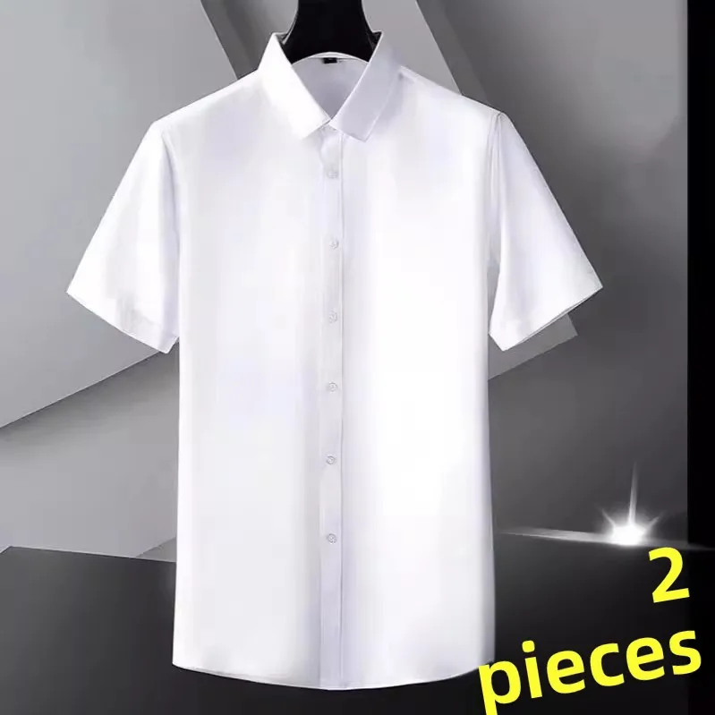 

Ice Silk Thin Shirt Men's Summer Professional Business Casual Loose Short Sleeve Outerwear Thin Sensation Easy Care Treatment
