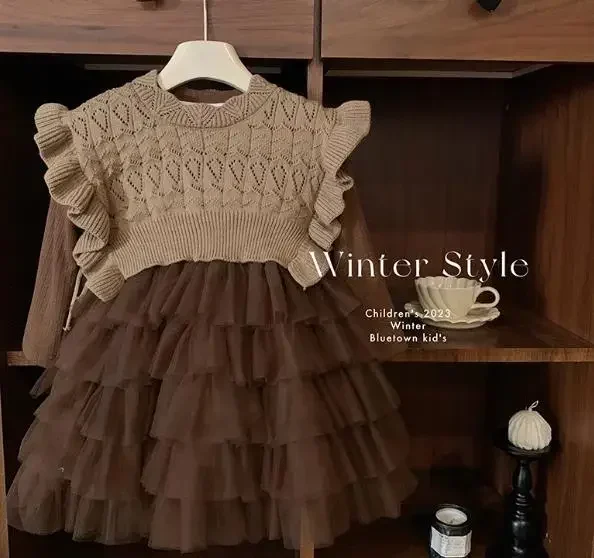 

Childrens Sets Coffee Color Lattice Simple Turn Down Collar Fashion Retro Style Loose Versatile Causal 2025 Light Luxury