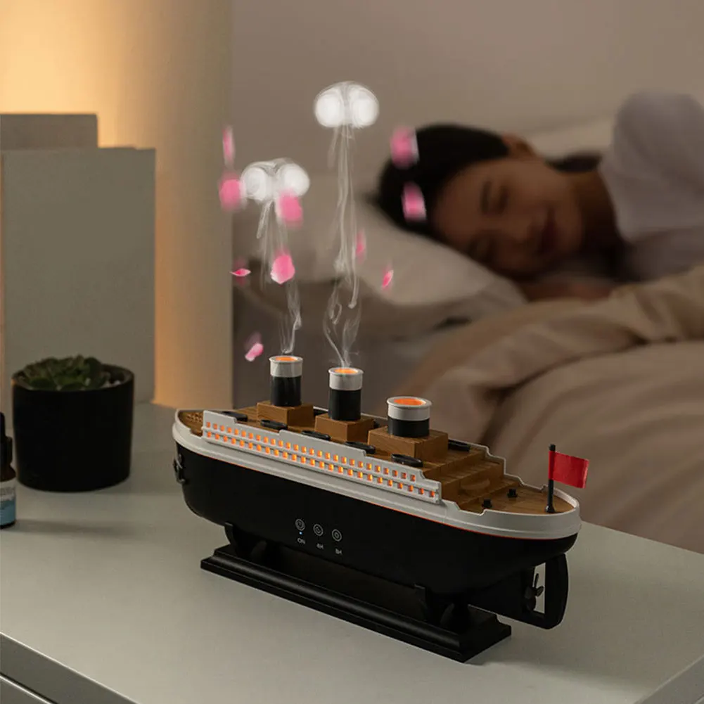 Titanic Schiffsmodell Luftbefeuchter Home 250 ml Fernbedienung Ätherisches Öl Qualle Rauch Ring Spray Aroma Diffusor Luftbefeuchter