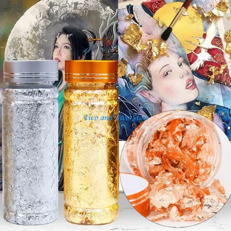 HX6F 3g Gold Silver Foil Decorative Paper Resin Mold Fillings Shiny Sequins Glitters Filling Materials Resin Jewelry Making