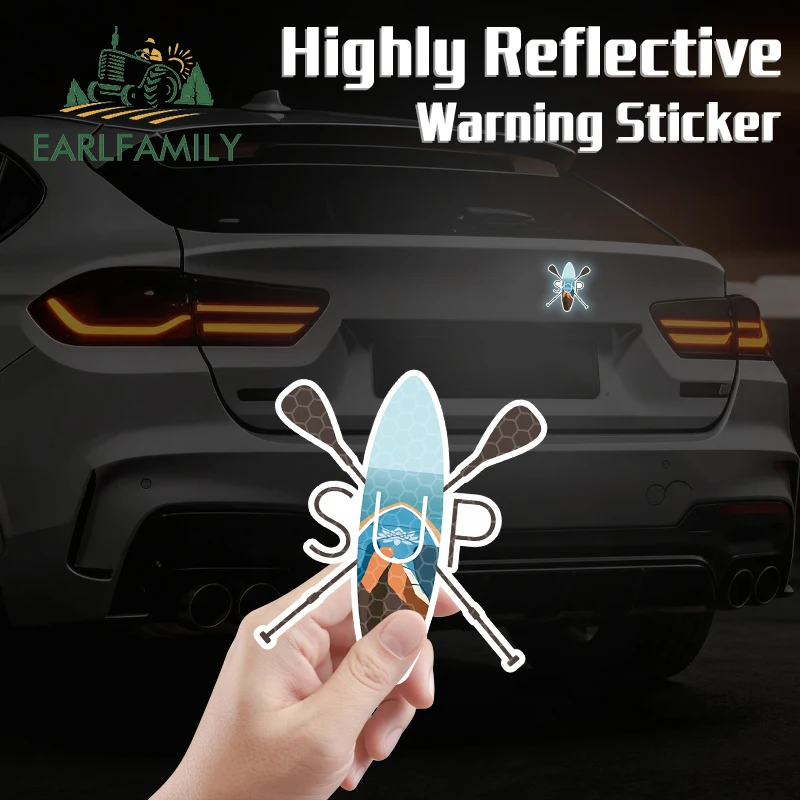 

EARLFAMILY Reflective Stand Up Paddle Boarding Sup Brah Car Sticker Vinyl Waterproof Decal Car Door Windows Decoration Car Body