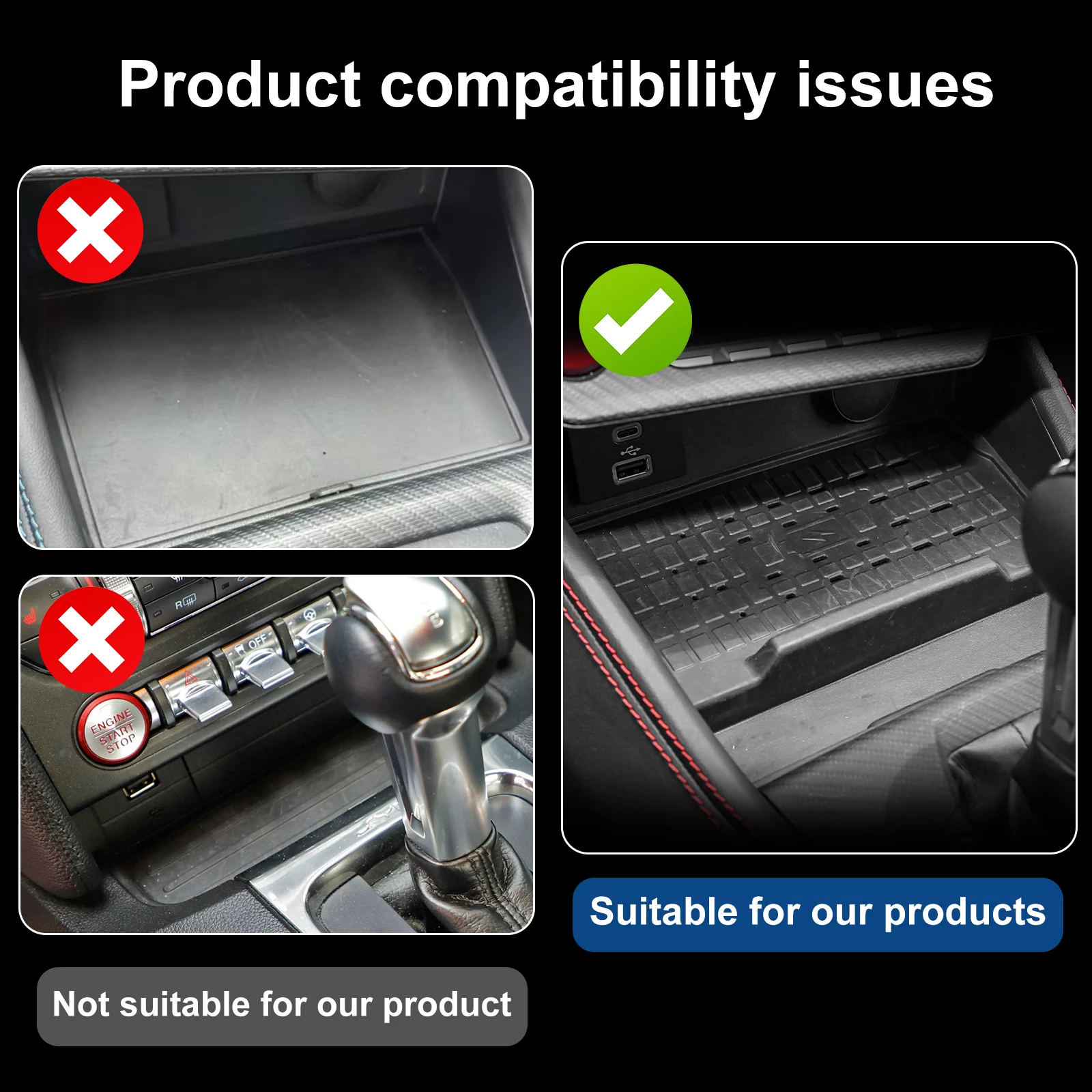 For Ford Mustang S650 GT 2024 Silicone Wireless Charging Pad Non-Slip Protect Mat Dust-Proof Charger LHD RHD Car Accessories