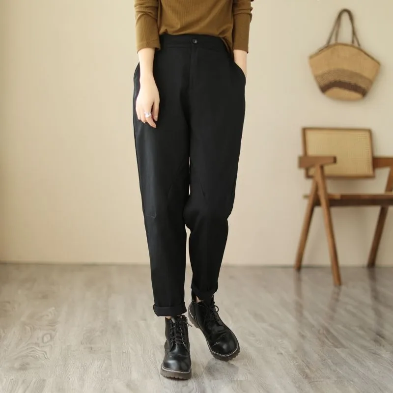 Pantalon femme à la mode et chaud polaire épaissi vêtements de travail sarouel ample décontracté taille haute et Petit pantalon radis